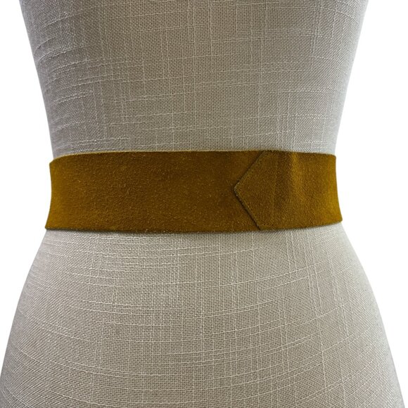 Suede Leather Wrap Sash Tie Belt Fringe Mustard Yellow One Size Boho Festival main image 8